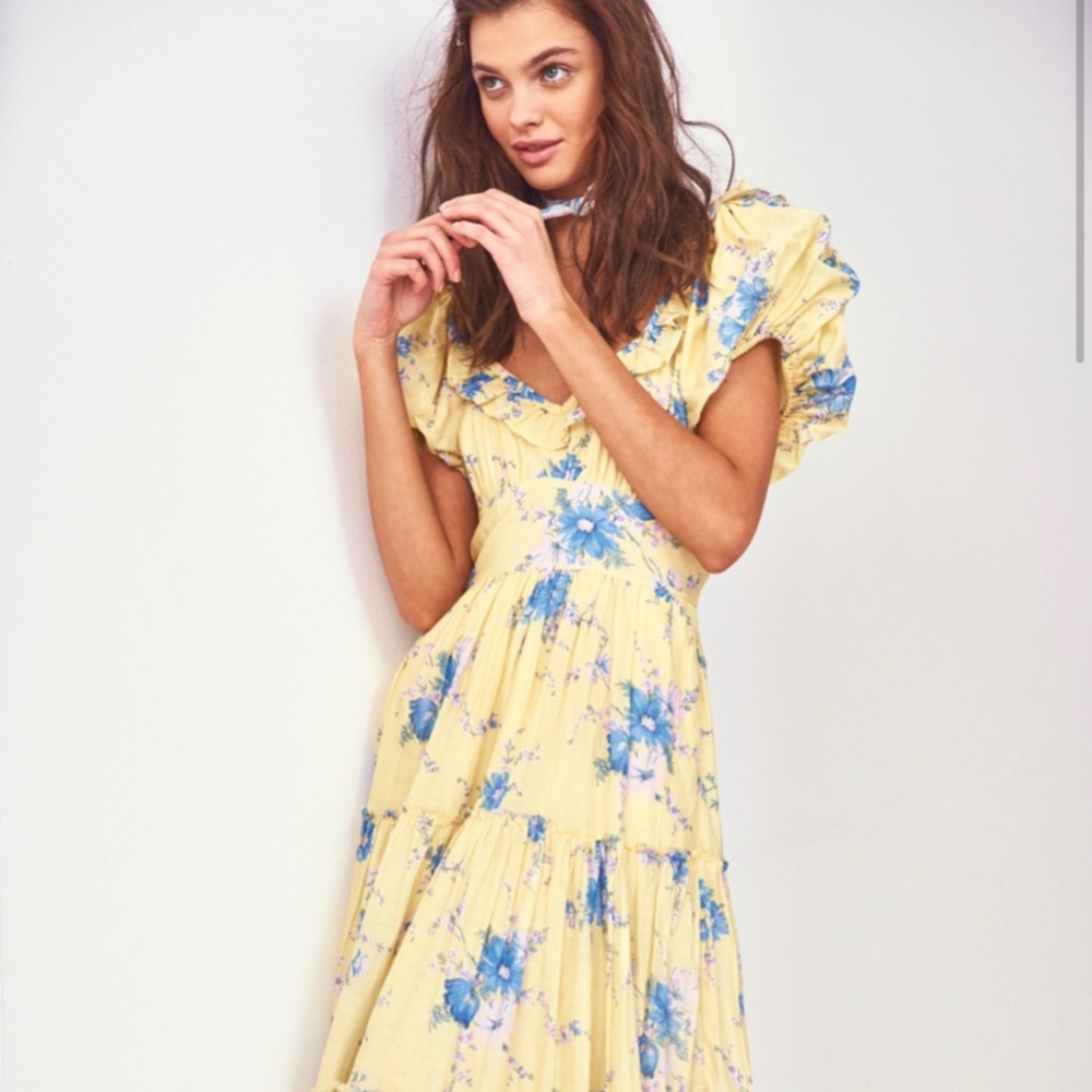 LoveShackFancy Emory Dress Sunshower Yellow 0